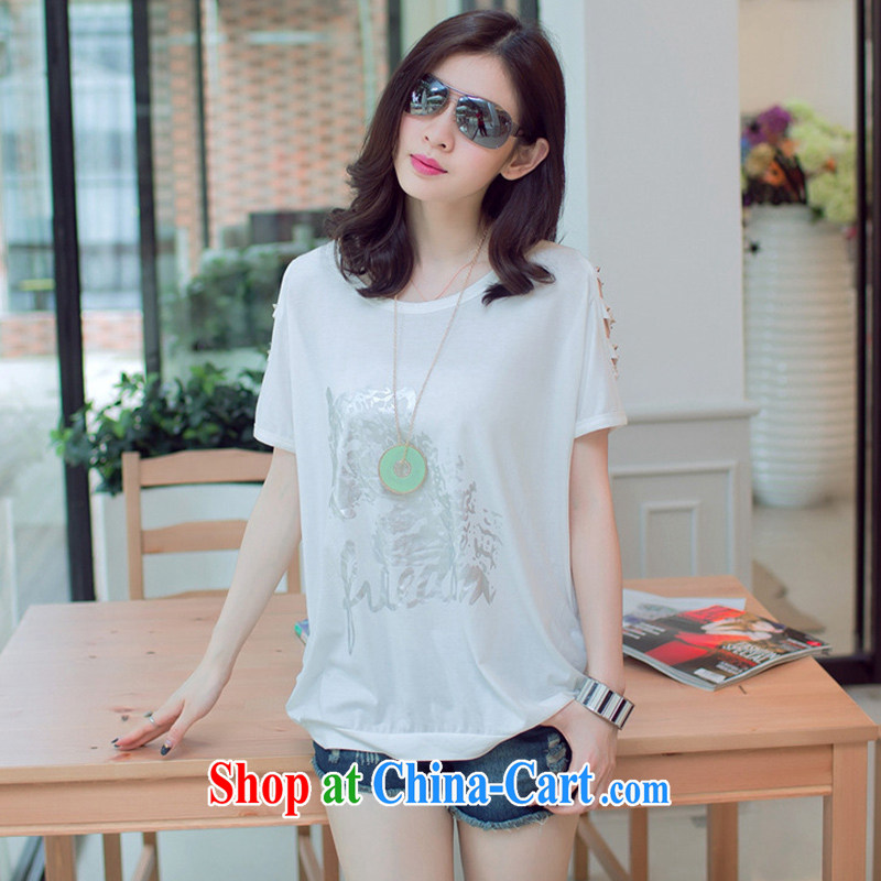 The 618 largest urges -- Summer 2015 new women in Europe and America with 100 to loose the code bat shirt exposed shoulder short-sleeved shirt T female ZZZ YZ 644 white XL .
