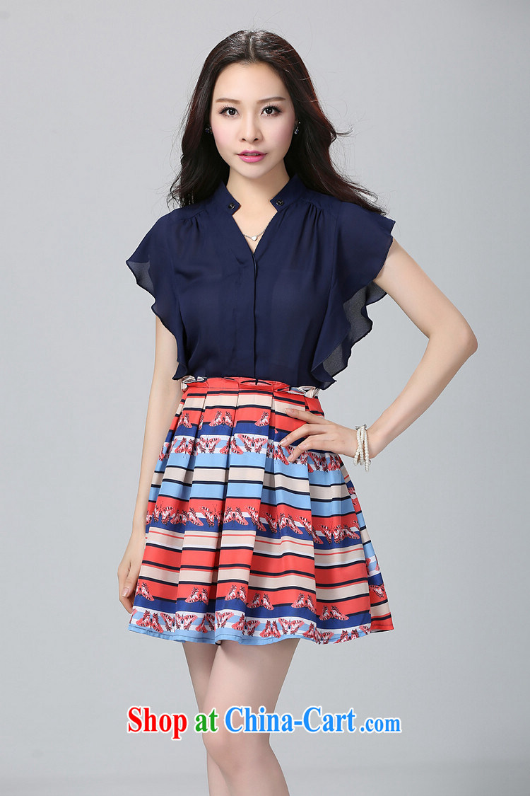 The beautiful snow woven thick mm summer is the XL dresses stamp 2015 summer thick sister stitching lady aura 200 Jack King short skirt blue suit + 4 XL pictures, price, brand platters! Elections are good character, the national distribution, so why buy now enjoy more preferential! Health