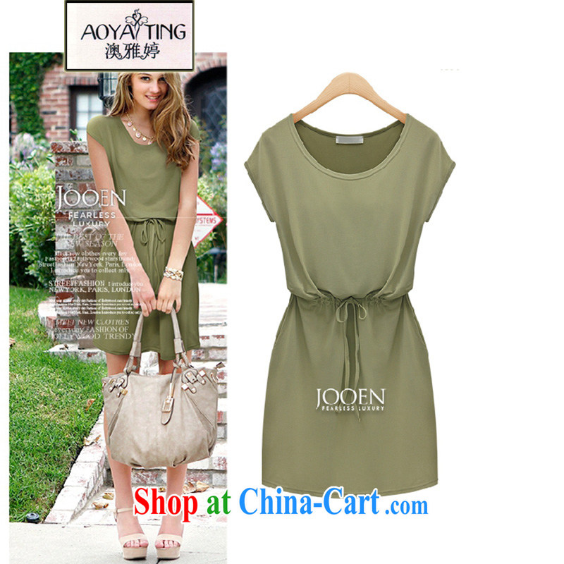 o Ya-ting 2015 New, and indeed increase, female summer thick girls with graphics thin short-sleeved dresses girls army green 5 XL recommends that you 175 - 200 jack