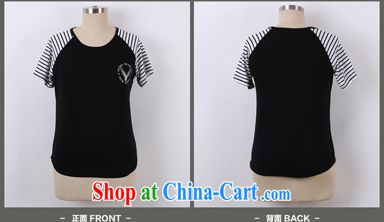 Mephidross economy honey, 2015 summer new XL female Korean version thick sister stylish stripes stitching short sleeve shirt T 1631 black large code XXL 145 Jack left and right pictures, price, brand platters! Elections are good character, the national distribution, so why buy now enjoy more preferential! Health