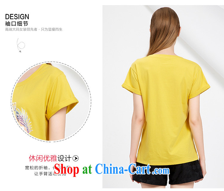 cheer for 2015 XL girls thick MM summer new Korean version 100 to stamp graphics thin black-out poverty short-sleeved T shirt 2751 yellow 2 XL pictures, price, brand platters! Elections are good character, the national distribution, so why buy now enjoy more preferential! Health