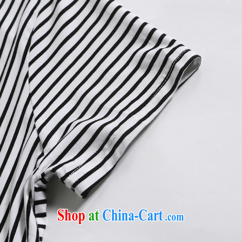 Water by 2015 summer new Korean version mm thick increase code loose striped short-sleeved shirt T female S XB 15 5077 black-and-white (3XL, the water itself (SHUIMIAO), online shopping