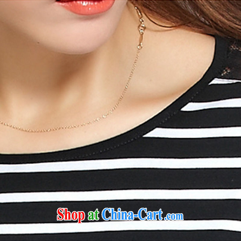 Athena Isabel Allende 2015 new Korean female T-shirt short-sleeved and indeed increase, women ground 100 graphics thin round-collar loose stripes cotton solid T-shirt 1199 BMW blue and white stripes L (recommendations 85 - 100 catties, Athena Isabel Allende (yisabell), online shopping