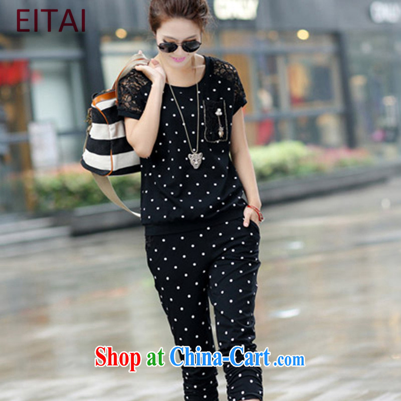 2015 EITAI new, Mr Ronald ARCULLI, the code female thick sister round-collar lace cuff larger Leisure package black 4XL