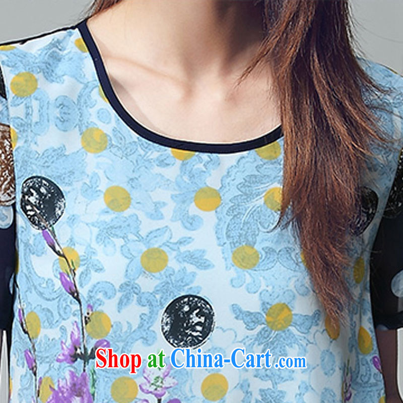 Elizabeth's Kosovo Children Summer 2015 new thick MM larger women's clothing stylish and relaxed classical style stamp lights hanging over model-yi skirt D 2027 flower blue 4 XL de Kosovo (savoil), and, on-line shopping