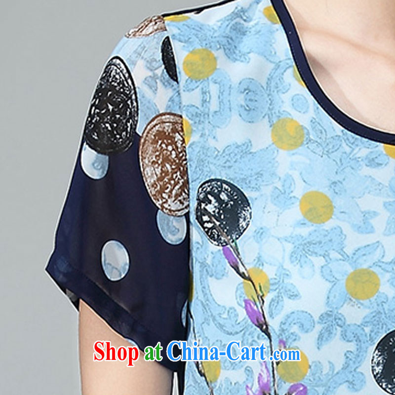 Elizabeth's Kosovo Children Summer 2015 new thick MM larger women's clothing stylish and relaxed classical style stamp lights hanging over model-yi skirt D 2027 flower blue 4 XL de Kosovo (savoil), and, on-line shopping