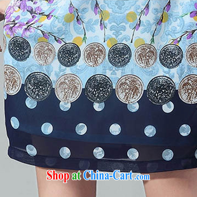 Elizabeth's Kosovo Children Summer 2015 new thick MM larger women's clothing stylish and relaxed classical style stamp lights hanging over model-yi skirt D 2027 flower blue 4 XL de Kosovo (savoil), and, on-line shopping