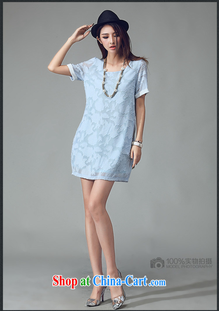 Elizabeth's Kosovo is the XL female Peony jacquard graphics thin, dress thick sister Korean round-collar short-sleeve hit color stitching dresses D 2031 light blue 4 XL pictures, price, brand platters! Elections are good character, the national distribution, so why buy now enjoy more preferential! Health
