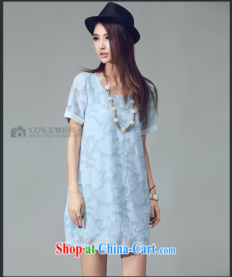 Elizabeth's Kosovo is the XL female Peony jacquard graphics thin, dress thick sister Korean round-collar short-sleeve hit color stitching dresses D 2031 light blue 4 XL pictures, price, brand platters! Elections are good character, the national distribution, so why buy now enjoy more preferential! Health