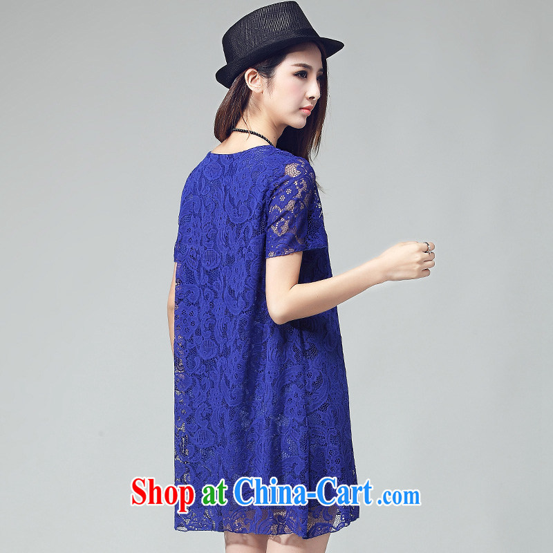 Elizabeth's Kosovo-care and indeed increase, women ground 100 stylish A field and elegant floral Openwork lace dresses summer graphics thin, Korean version thick sister lace skirt D 2032 blue 4 XL de Kosovo (savoil), online shopping