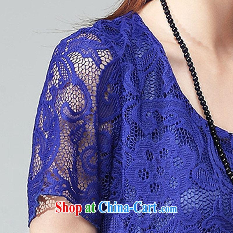 Elizabeth's Kosovo-care and indeed increase, women ground 100 stylish A field and elegant floral Openwork lace dresses summer graphics thin, Korean version thick sister lace skirt D 2032 blue 4 XL de Kosovo (savoil), online shopping