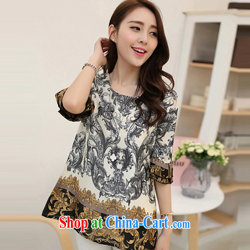The beauty of the little foxes 2015 summer new, thick mm summer Korean fat sister, sleeve and snow-woven shirts bushing 8549 XXXXL suit, the little foxes, shopping on the Internet