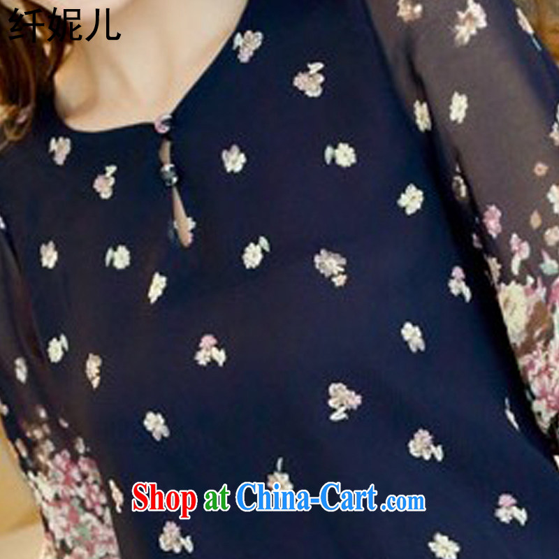 The Connie's 2015 summer new loose the code female snow woven dresses Q 5019 dark blue XXXL, slim her child, shopping on the Internet