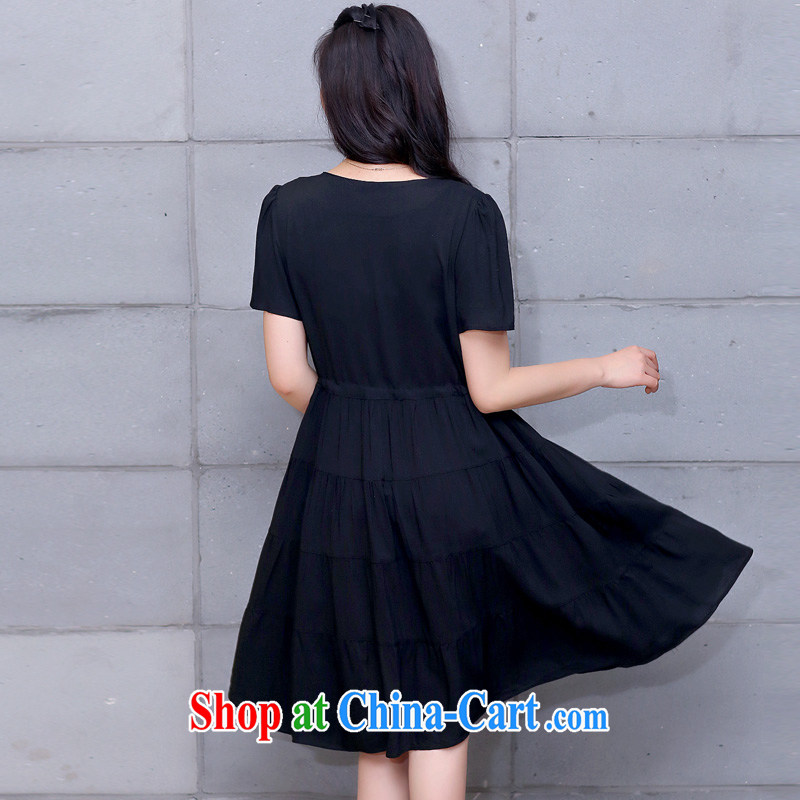 Pi-optimized Connie 2015 Korean version the fat XL female summer thick MM loose video thin, long dresses cotton cake skirt BW 2017 black 4XL recommendations 175 - 190 jack, optimization, Connie, and shopping on the Internet