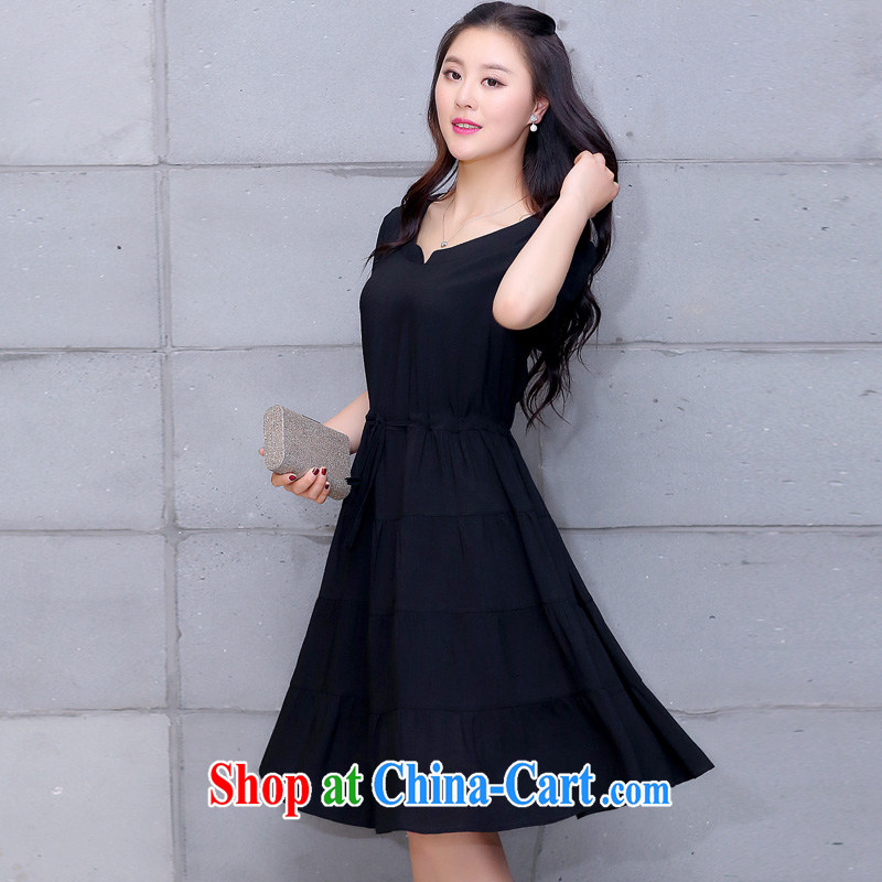 Pi-optimized Connie 2015 Korean version the fat XL female summer thick MM loose video thin, long dresses cotton cake skirt BW 2017 black 4XL recommendations 175 - 190 jack, optimization, Connie, and shopping on the Internet