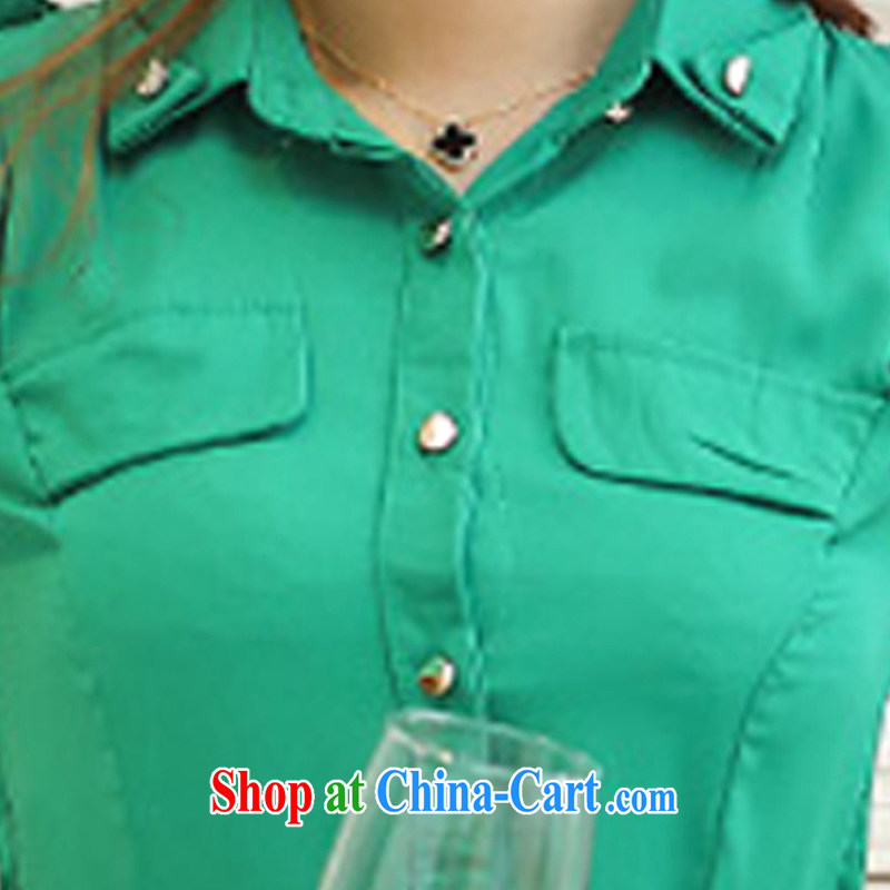 Yi Li Xuan 2015 new spring and summer, the female shirt ladies solid T-shirt short-sleeved loose snow woven shirts T-shirt shirt green XL, Yi Li Xuan (EILIXUAN), online shopping