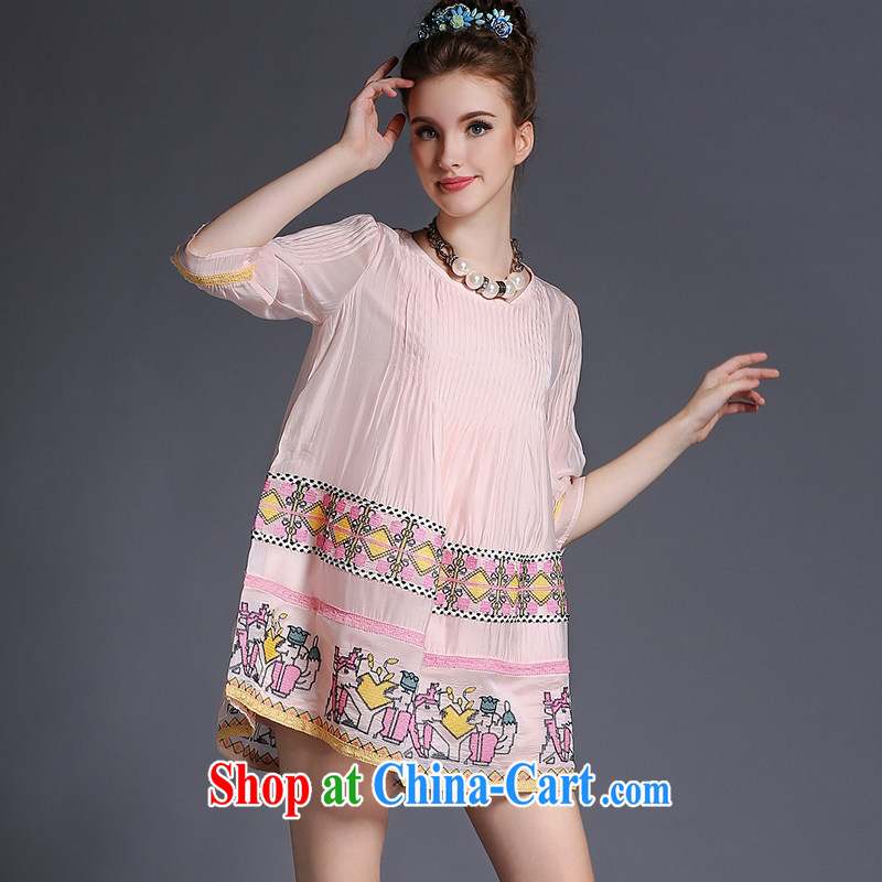 The Connie was a high-end European and American and indeed increase, female Jack 200 mm thick summer 2015 new cartoon liberal 100 hem skirt embroidered dresses G 693 pink XXXL, Anne's dream, and shopping on the Internet