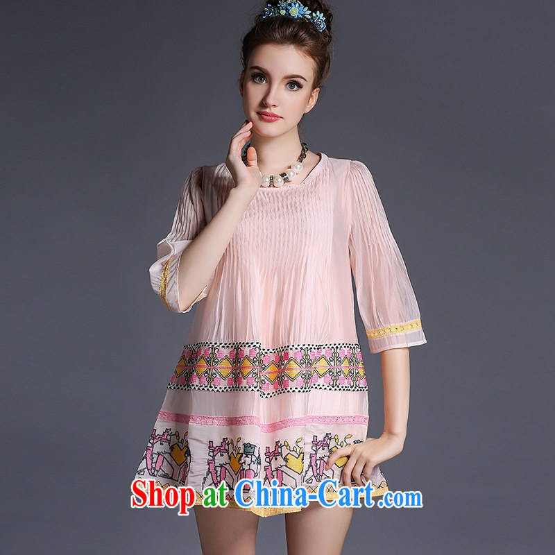 The Connie was a high-end European and American and indeed increase, female Jack 200 mm thick summer 2015 new cartoon liberal 100 hem skirt embroidered dresses G 693 pink XXXL, Anne's dream, and shopping on the Internet