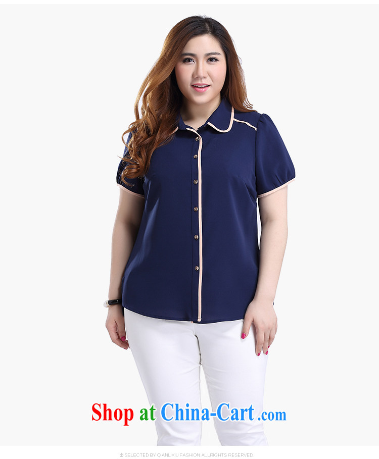 Slim Li-su 2015 summer new, larger female Korean minimalist knocked pack edge short-sleeved shirt fine T-shirt Q 7713 royal blue 4 XL pictures, price, brand platters! Elections are good character, the national distribution, so why buy now enjoy more preferential! Health