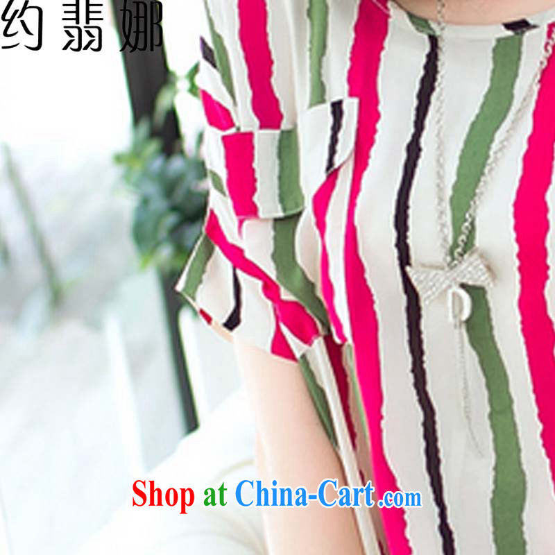 About Patek Philippe's 2015 summer new, larger female striped round-collar bat sleeves short sleeves shirt T loose woman of 8588 red XXXL, about the incidents, and shopping on the Internet