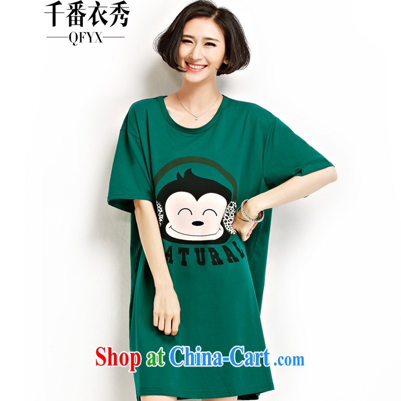 1000 double Yi Su-summer Korean female lovely stamp loose large yards, short-sleeve shirt T ZM 7206 large green code are code
