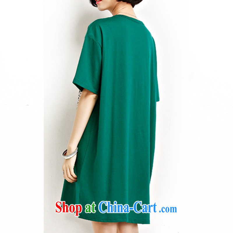 1000 double Yi Su-summer Korean girl with lovely stamp loose large yards, short-sleeved shirt T ZM 7206 large green code is code, the 1000 double-yi, shopping on the Internet