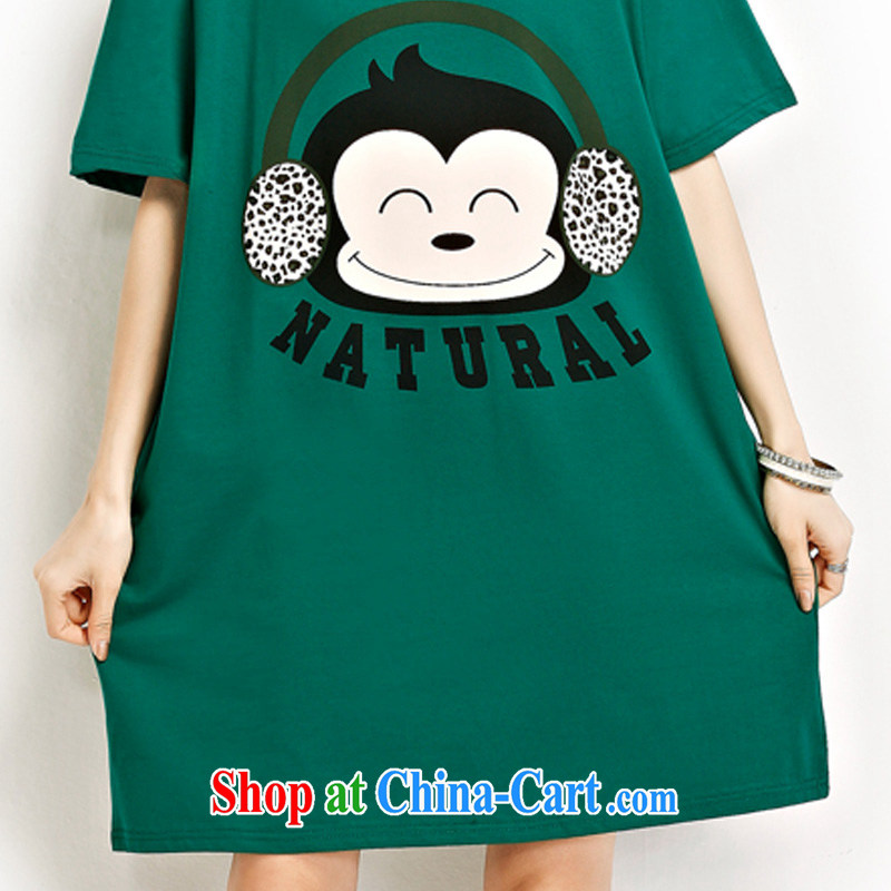 1000 double Yi Su-summer Korean girl with lovely stamp loose large yards, short-sleeved shirt T ZM 7206 large green code is code, the 1000 double-yi, shopping on the Internet