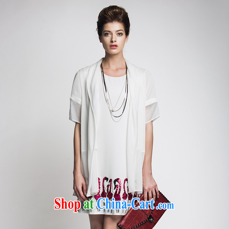 Pre-sale slim Mak the Code women 2015 summer new, MM thick loose 100 ground-short-sleeved light jacket 952043486 white 3XL