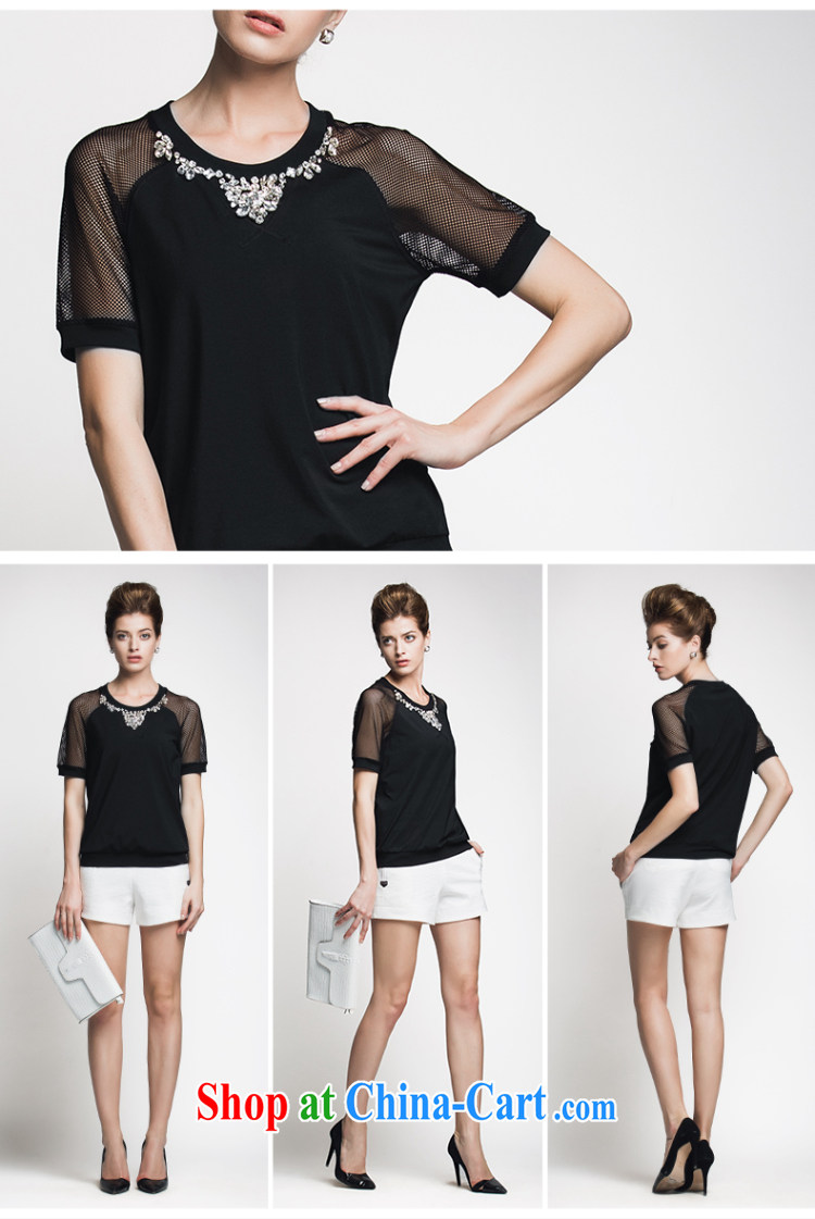 Slim, Mr Big, female 2015 summer new thick mm fashion collar pin Pearl short-sleeve shirt T female 952153945 black 6 XL pictures, price, brand platters! Elections are good character, the national distribution, so why buy now enjoy more preferential! Health