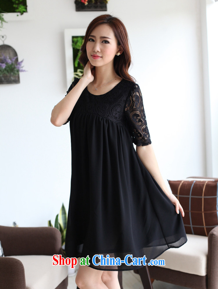 Bai poetry, summer 2015 Korean version thick MM graphics thin large, female liberal 100 snow ground woven lace spell back dress black XXXL pictures, price, brand platters! Elections are good character, the national distribution, so why buy now enjoy more preferential! Health