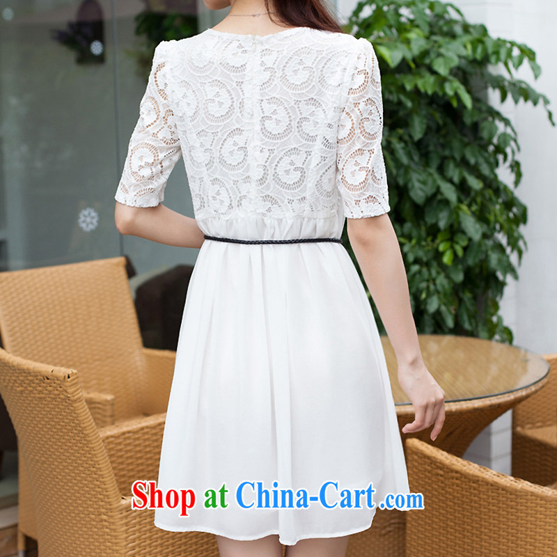 Bai poetry, summer 2015 Korean version thick MM graphics thin large, female liberal 100 snow ground woven lace spell back dress black XXXL, Bai poetry, and, shopping on the Internet