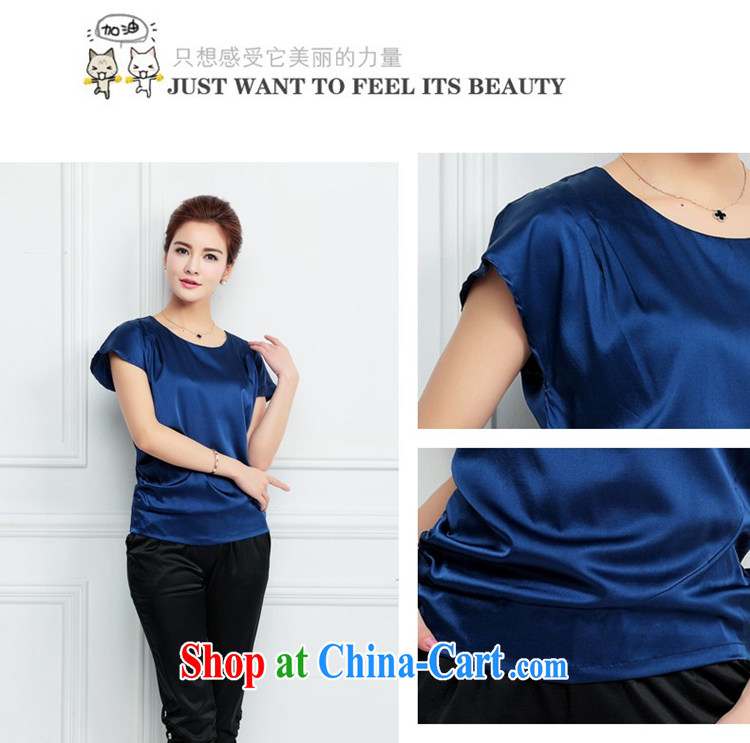 Grand Pacific 2015 summer New Silk larger female snow woven shirts high-end elegant and relaxed relaxed sauna silk shirt women T-shirt T shirt blue XXXL pictures, price, brand platters! Elections are good character, the national distribution, so why buy now enjoy more preferential! Health