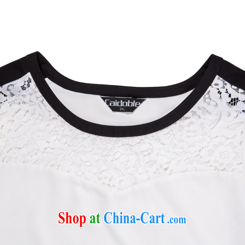 Picking a major, female 2015 spring and summer finery thick MM increase Korean lace stitching graphics thin short-sleeve shirt T female A 3809 white 4XL, the multi-po, Miss CHOY So-yuk (CAIDOBLE), online shopping