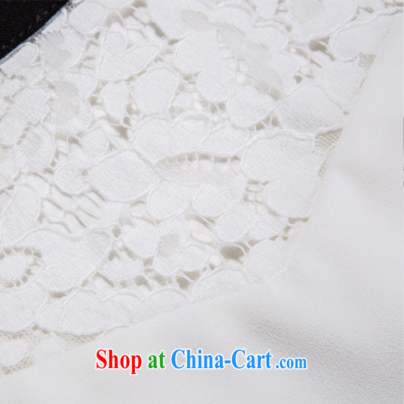 Picking a major, female 2015 spring and summer finery thick MM increase Korean lace stitching graphics thin short-sleeve shirt T female A 3809 white 4XL, the multi-po, Miss CHOY So-yuk (CAIDOBLE), online shopping