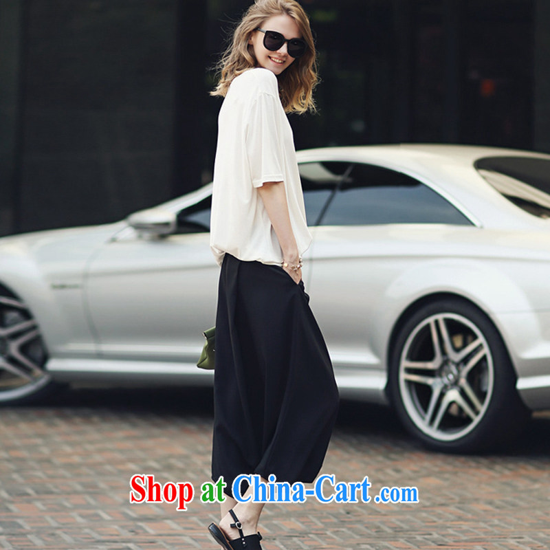 Fragrant Honey Love 2015 summer new loose larger female short-sleeved shirt T leisure 7 dress pants female Two-piece Sport Kits white + Black XXXXXL 200 recommendations within jack, the Hong Kong Love Honey (XIANGAIMI), shopping on the Internet