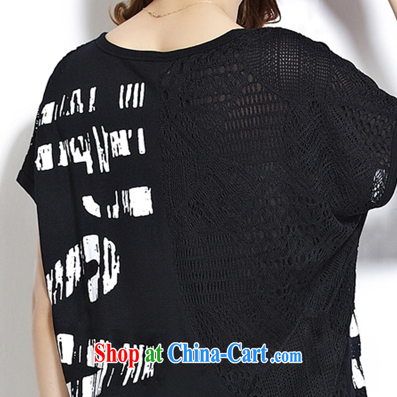 Hong Kong Honey Love 2015 summer new European and American wind loose the code stitching Openwork short-sleeved shirt T female black L recommendations 150 - 200 jack, the Hong Kong Love honey (XIANGAIMI), online shopping