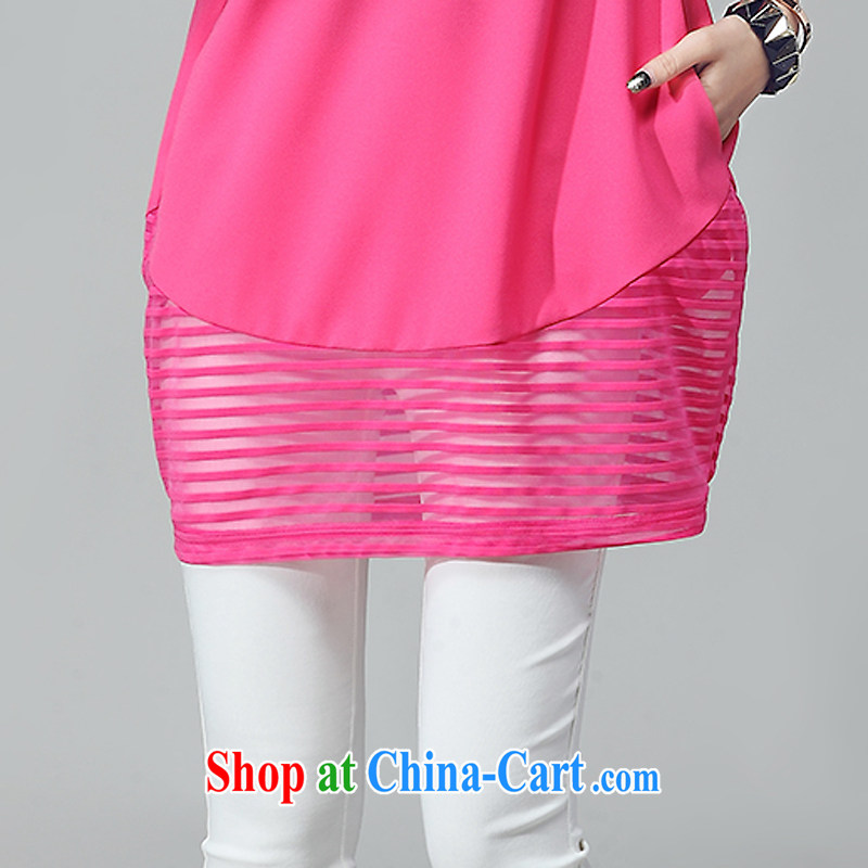 Ms Audrey EU Yuet-yu Julia 2015 new, larger female summer short-sleeved stitching the root dress simple T-shirt shirt female Y 2039 rose red 4 XL (160 - 180 ) jack, jade, and shopping on the Internet