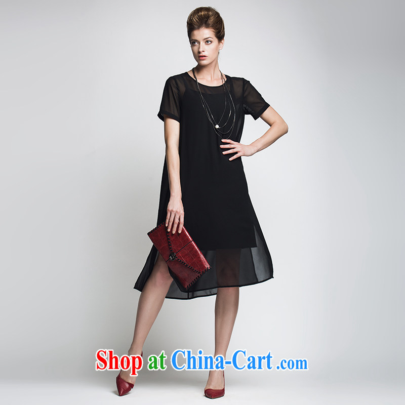 The Mak is the women's clothing 2015 summer new thick mm two-piece snow in woven long dress 952103149 black 4XL