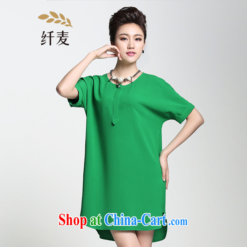 The Mak is the women's clothing 2015 summer new thick mm stylish short before long temperament dress 952362361 green 4 XL