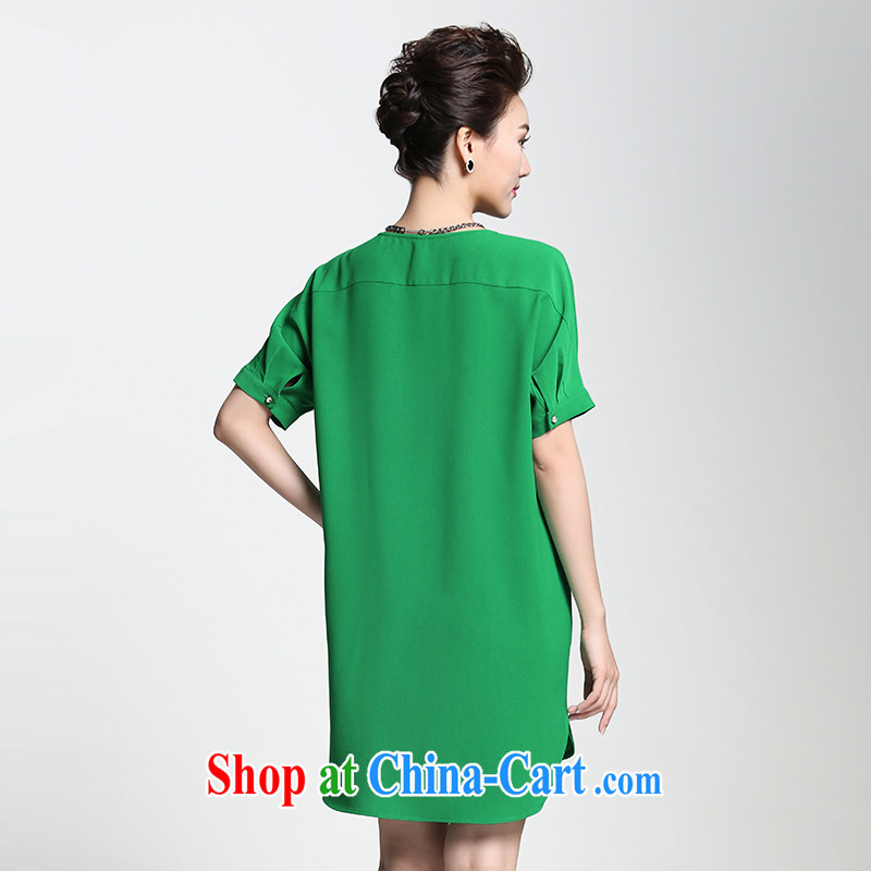 The Mak is the women's clothing 2015 summer new thick mm stylish front short, long style dress 952362361 green 4 XL, former Yugoslavia, Mak, and shopping on the Internet