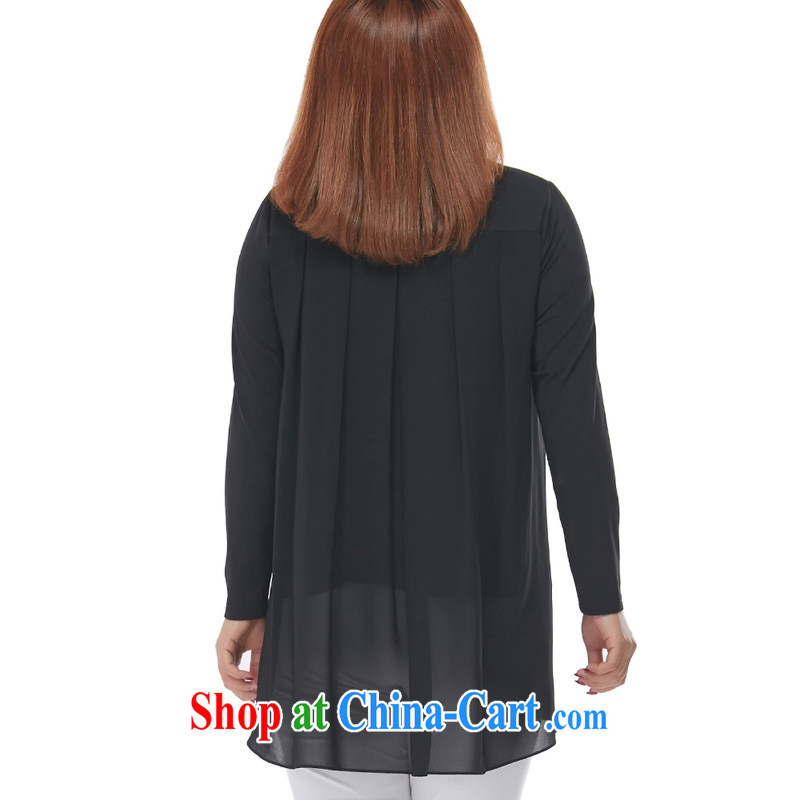 MSSHE XL female new Snow woven round-collar long-sleeved T-shirt clearance 2563 black 5 stamp duty XL, Msshe, shopping on the Internet