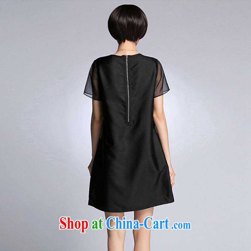 royal eagle 2015 summer new, larger female European fashion European root yarn silk loose thick MM dresses Z 424 black XXXXL, imperial eagle, shopping on the Internet