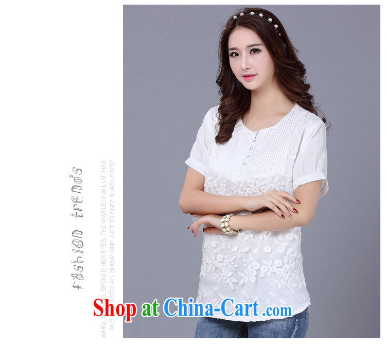 Shin Sung-thick, graphics thin 2015 spring/summer new Korean version thick mm larger female loose short-sleeved lace stitching cotton Ma T shirt T-shirt 1606 white 5 XL (180 - 200 ) jack pictures, price, brand platters! Elections are good character, the national distribution, so why buy now enjoy more preferential! Health