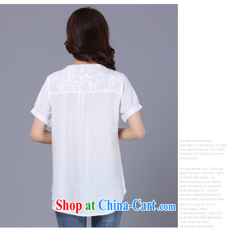 Shin Sung-thick, graphics thin 2015 spring/summer new Korean version thick mm larger female loose short-sleeved lace stitching cotton Ma T shirt T-shirt 1606 white 5 XL (180 - 200 ) jack pictures, price, brand platters! Elections are good character, the national distribution, so why buy now enjoy more preferential! Health