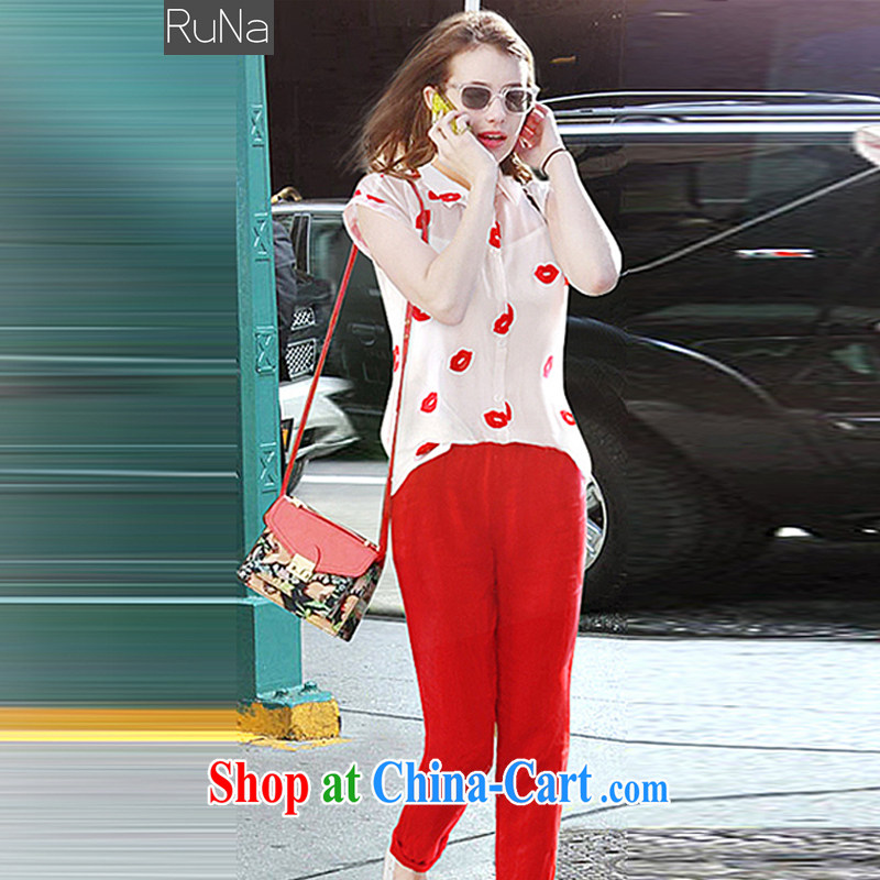 The RN code girl with thick snow MM woven shirts wave point package female graphics thin female Red lips 5 XL - 175 jack - 200 jack
