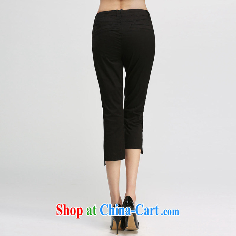 Water by 2015 summer Korean female new thick mm video thin, high-waist 7 pants girls pants XL 2974 black 3 XL, represented by water (SHUIMIAO), shopping on the Internet