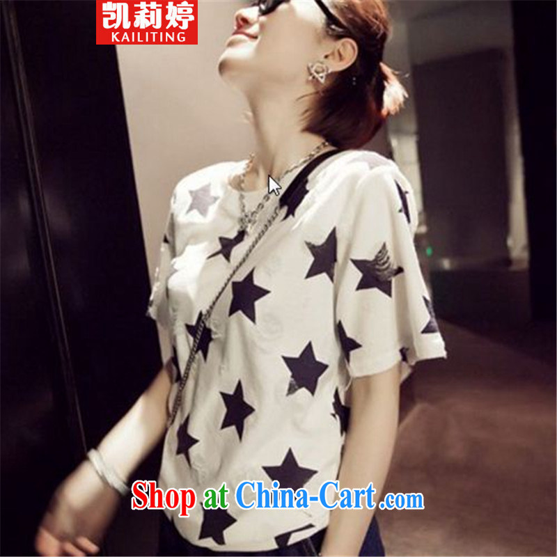Kai Li Ting 2015 Plus is indeed increasing, female Korean video thin thick sister summer double linen/cotton shirt T large white code XXXL, Kai li ting (KAILITING), online shopping