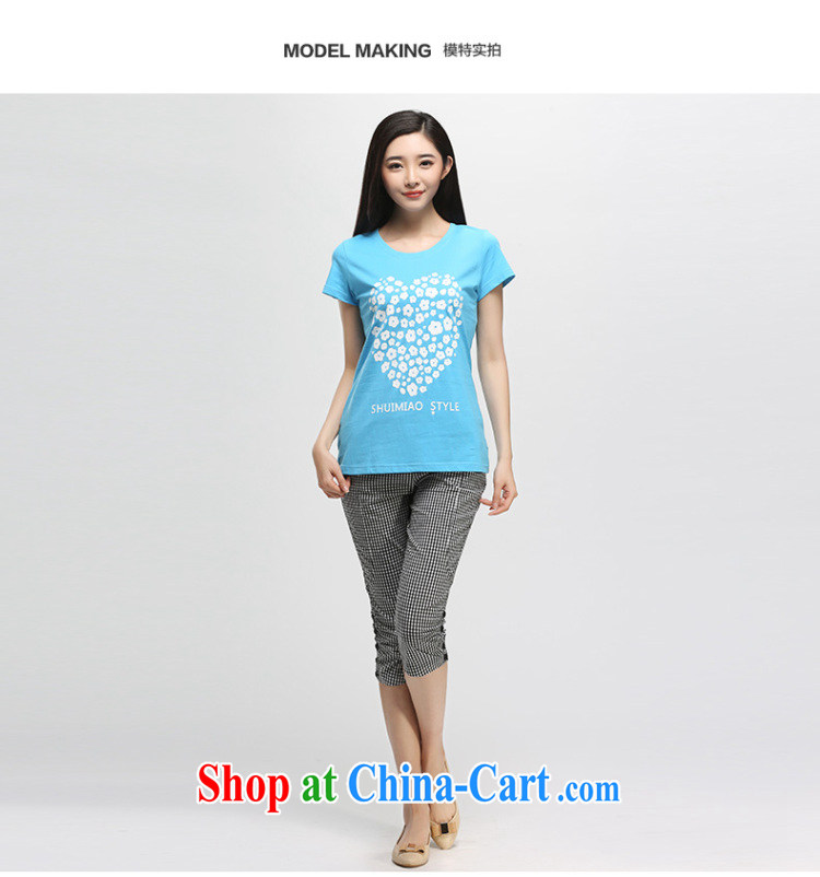 Water by female 2015 summer new Korean version mm thick pure cotton stamp the code short-sleeved T-shirt girl S XB 15 4796 sky XXL pictures, price, brand platters! Elections are good character, the national distribution, so why buy now enjoy more preferential! Health