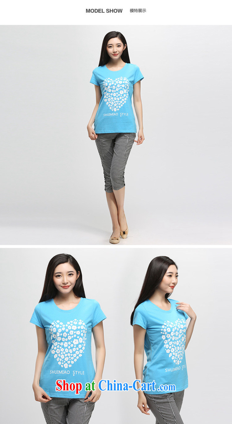 Water by female 2015 summer new Korean version mm thick pure cotton stamp the code short-sleeved T-shirt girl S XB 15 4796 sky XXL pictures, price, brand platters! Elections are good character, the national distribution, so why buy now enjoy more preferential! Health