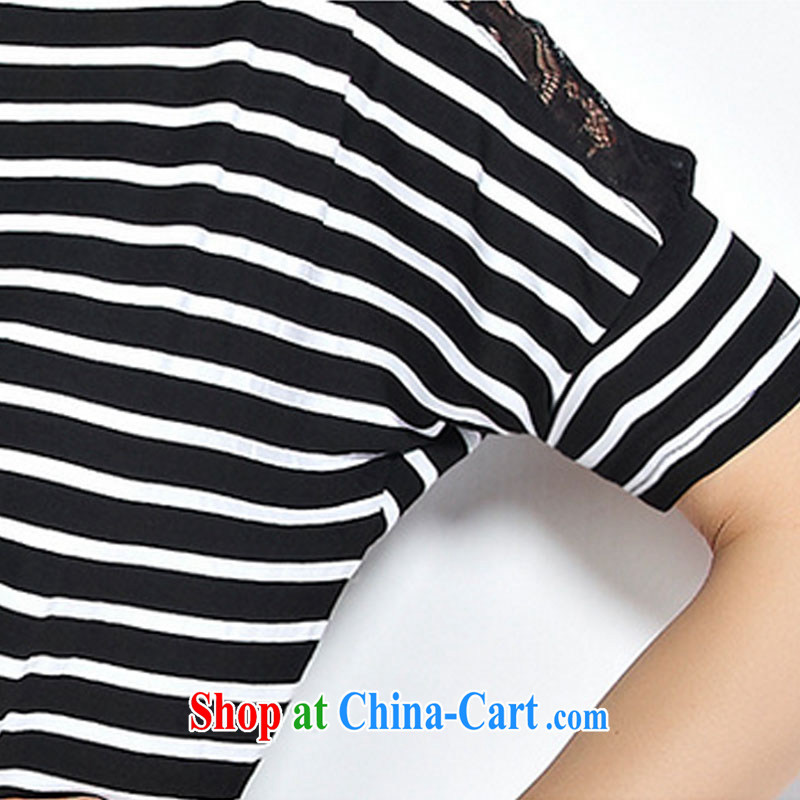 The ink marks summer 2015 new Korean version 100 ground graphics thin round-collar short-sleeve lace stitching streaks T shirts and indeed increase, female 200 Jack mm thick blue-and-white stripes 5 XL (160 - 170 ) jack, the ink marks, and shopping on the Internet